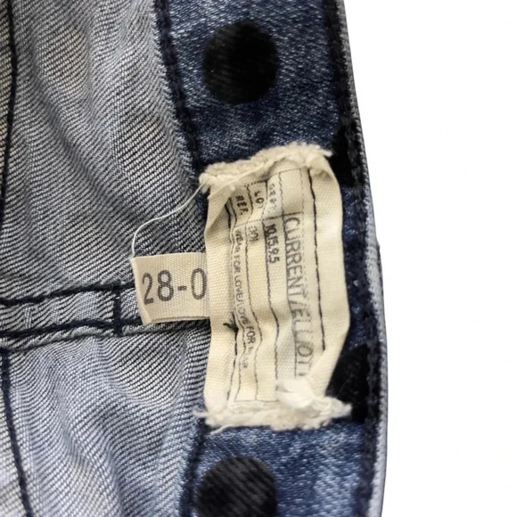 Current/Elliott Stiletto  Flocked Dot Skinny Ankle Blue Jeans Size 28 - Picture 10 of 12
